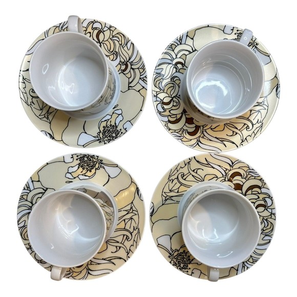 (4) FOUR Piece LOVERAMICS MINTER GARDEN Tea Cup Saucer Set Pattern Lynn's China - Picture 2 of 14